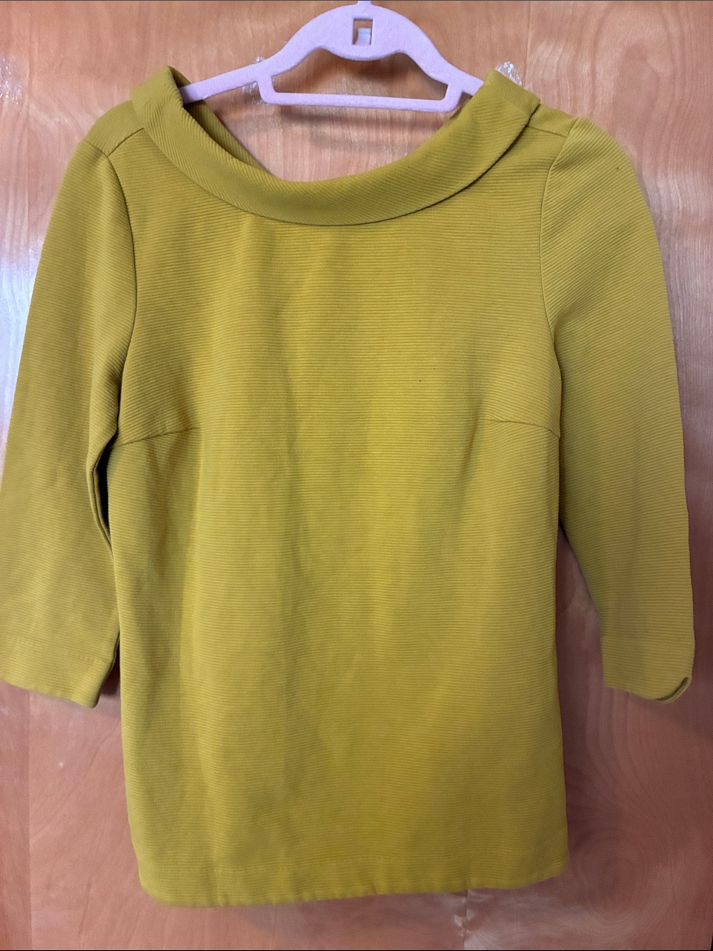 Boden Mustard Yellow Boatneck 3/4 Sleeve Top Sz 6